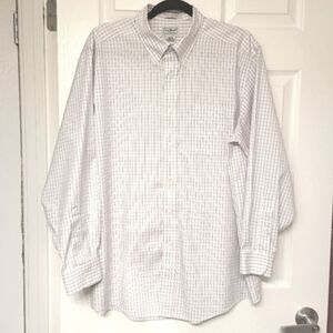 L.L.Bean Minimalist Striped Button Down Shirt Oxford Classic White Cotton Mens